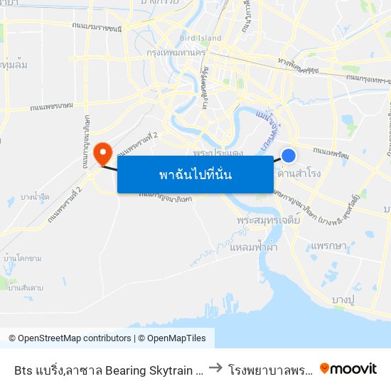 Bts แบริ่ง,ลาซาล Bearing Skytrain Station, Lasal to โรงพยาบาลพระราม 2 map