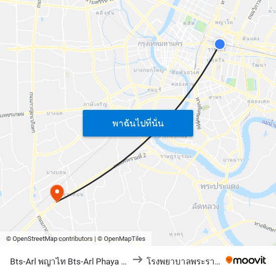 Bts-Arl พญาไท Bts-Arl Phaya Thai to โรงพยาบาลพระราม 2 map