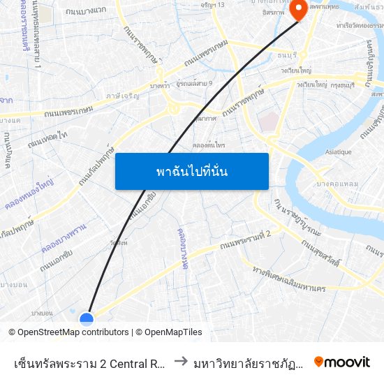 เซ็นทรัลพระราม 2 Central Rama 2 to มหาวิทยาลัยราชภัฏธนบุรี map