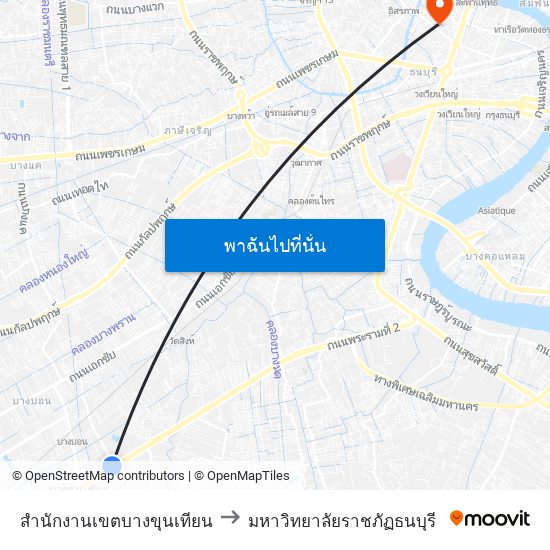 สำนักงานเขตบางขุนเทียน to มหาวิทยาลัยราชภัฏธนบุรี map