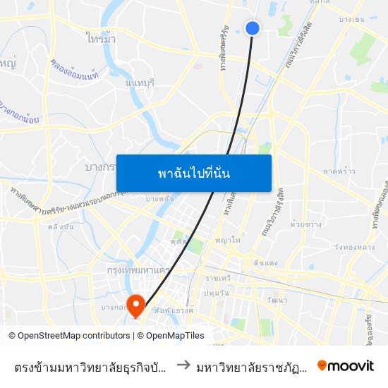 ตรงข้ามมหาวิทยาลัยธุรกิจบัณฑิตย์ to มหาวิทยาลัยราชภัฏธนบุรี map