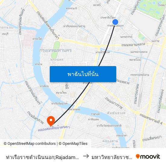 ท่าเรือราชดำเนินนอก;Rajadamnoen Nok Pier to มหาวิทยาลัยราชภัฏธนบุรี map