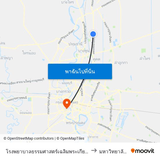 โรงพยาบาลธรรมศาสตร์เฉลิมพระเกียรติ;Thammasat University Hospital to มหาวิทยาลัยราชภัฏธนบุรี map