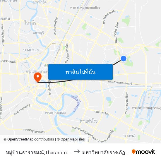 หมู่บ้านธารารมณ์;Thararom Village to มหาวิทยาลัยราชภัฏธนบุรี map