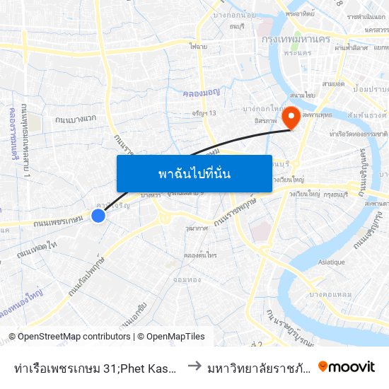 ท่าเรือเพชรเกษม 31;Phet Kasem 31 Pier to มหาวิทยาลัยราชภัฏธนบุรี map