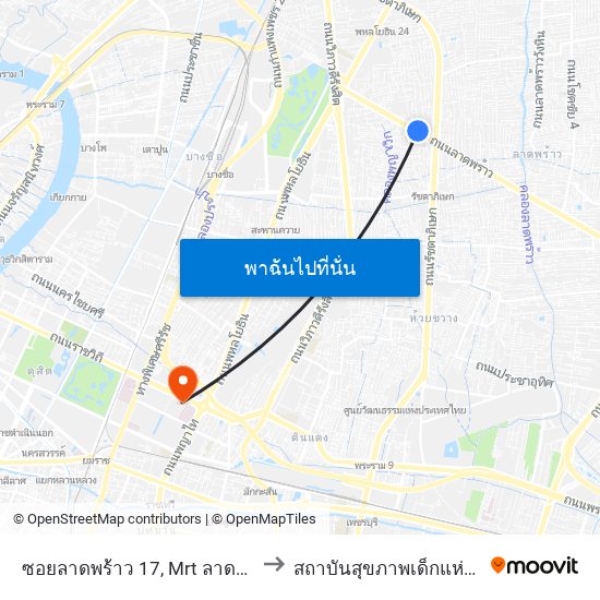 ซอยลาดพร้าว 17, Mrt ลาดพร้าว ,ลาดพร้าว 19 to สถาบันสุขภาพเด็กแห่งชาติมหาราชินี map