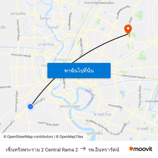 เซ็นทรัลพระราม 2 Central Rama 2 to รพ.อินทรารัตน์ map
