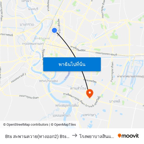 Bts สะพานควาย(ทางออก2) Bts Saphan Khwai (Exit 2) to โรงพยาบาลสินแพทย์ เทพารักษ์ map