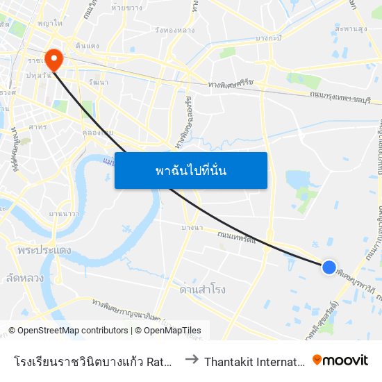 โรงเรียนราชวินิตบางแก้ว Ratwinit Bangkaeo School to Thantakit International (ทันตกิจ) map