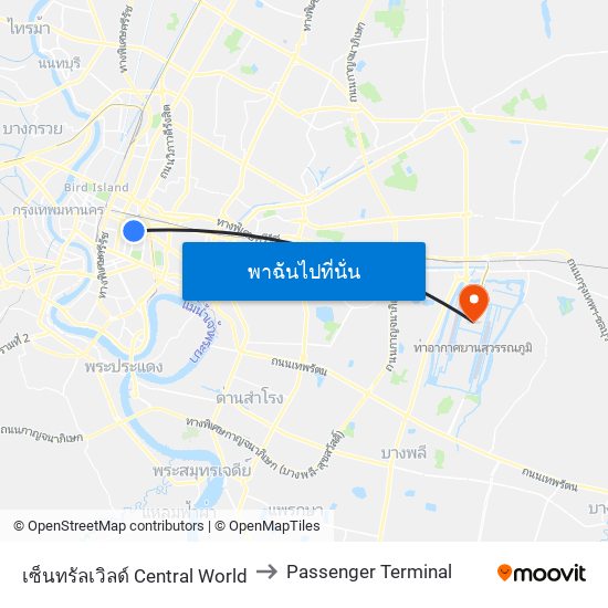 เซ็นทรัลเวิลด์ Central World to Passenger Terminal map