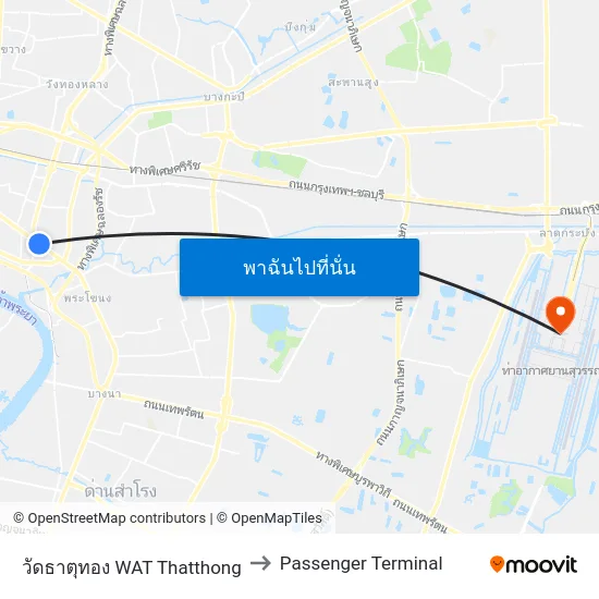 วัดธาตุทอง WAT Thatthong to Passenger Terminal map