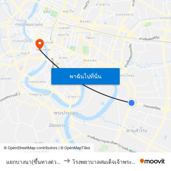 แยกบางนา(ขึ้นทางด่วน) to โรงพยาบาลสมเด็จเจ้าพระยา map