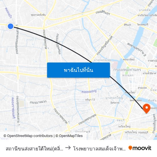 สถานีขนส่งสายใต้ใหม่(ตลิ่งชัน) to โรงพยาบาลสมเด็จเจ้าพระยา map