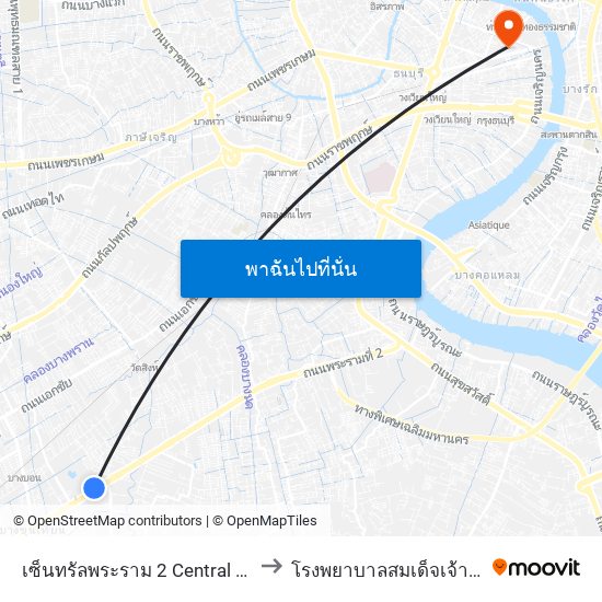 เซ็นทรัลพระราม 2 Central Rama 2 to โรงพยาบาลสมเด็จเจ้าพระยา map