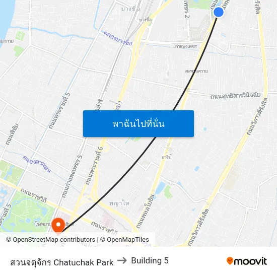 สวนจตุจักร Chatuchak Park to Building 5 map