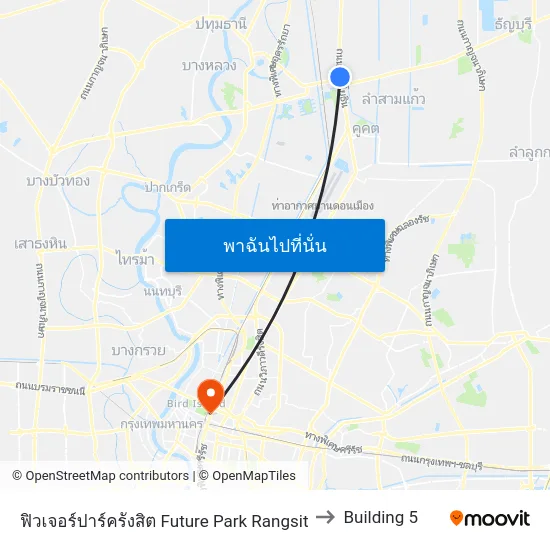 ฟิวเจอร์ปาร์ครังสิต Future Park Rangsit to Building 5 map
