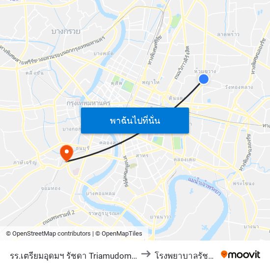 รร.เตรียมอุดมฯ รัชดา Triamudom Ratchada School to โรงพยาบาลรัชดา-ท่าพระ map