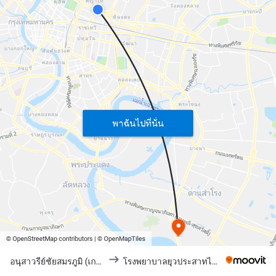 อนุสาวรีย์ชัยสมรภูมิ (เกาะดินแดง) to โรงพยาบาลยุวประสาทไวทโยปถัมถ์ map