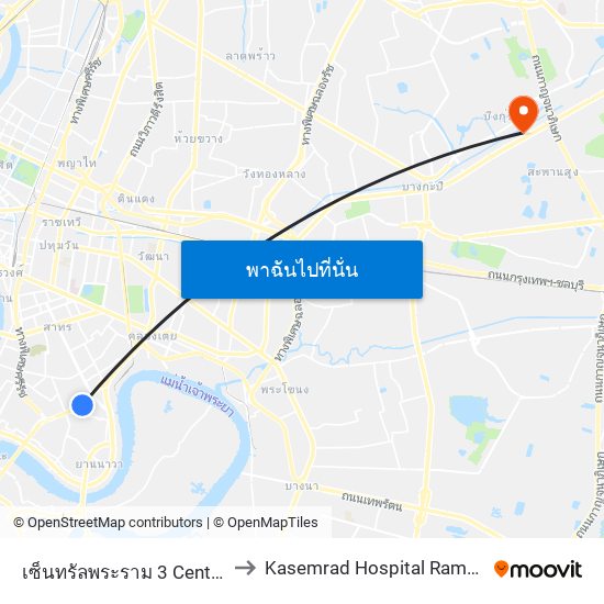 เซ็นทรัลพระราม 3 Central Rama 3 to Kasemrad Hospital Ramkhamhaeng map