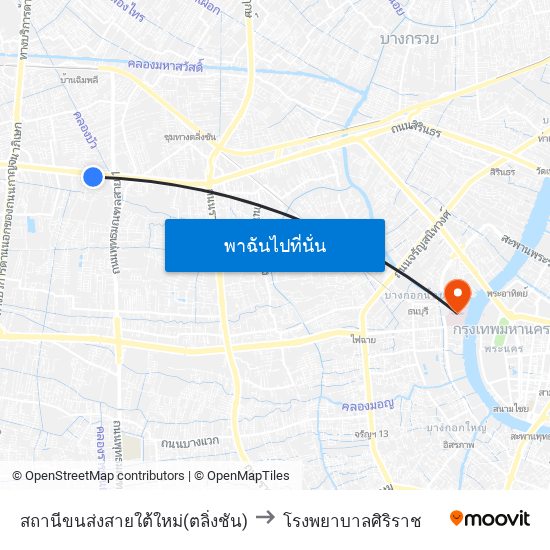 สถานีขนส่งสายใต้ใหม่(ตลิ่งชัน) to โรงพยาบาลศิริราช map