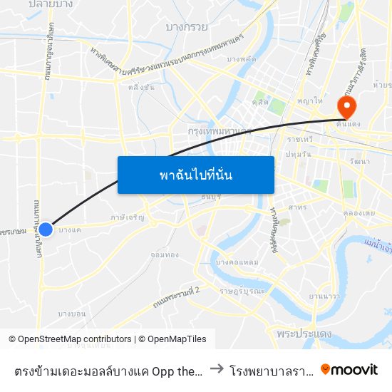 ตรงข้ามเดอะมอลล์บางแค Opp the Mall Bangkae to โรงพยาบาลราชานุกูล map