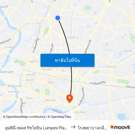 ลุมพินี เพลส รัชโยธิน  Lumpini Place Ratchayotin to โรงพยาบาลกล้วยน้ำไท map