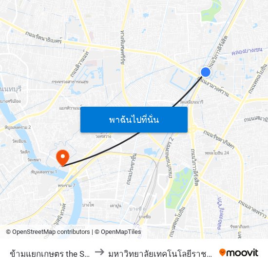 ข้ามแยกเกษตร the Separation Of Agriculture to มหาวิทยาลัยเทคโนโลยีราชมงคลพระนคร ศูนย์พระนครเหนือ map