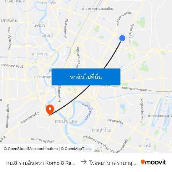 กม.8 รามอินทรา Komo 8 Ram In Thra to โรงพยาบาลรามาสุขสวัสดิ์ map