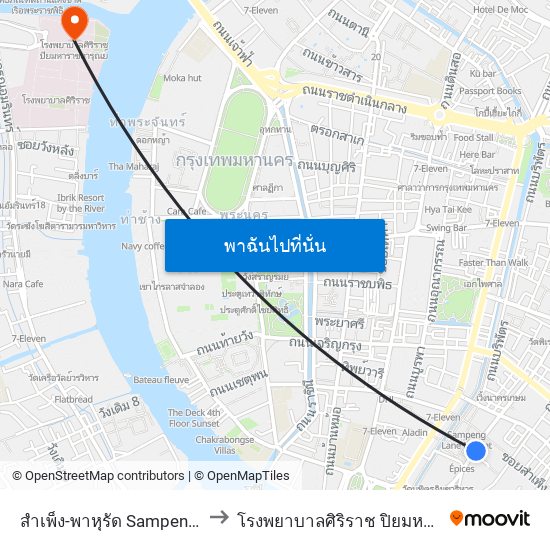 สำเพ็ง-พาหุรัด Sampeng-Phahurat to โรงพยาบาลศิริราช ปิยมหาราชการุณย์ map