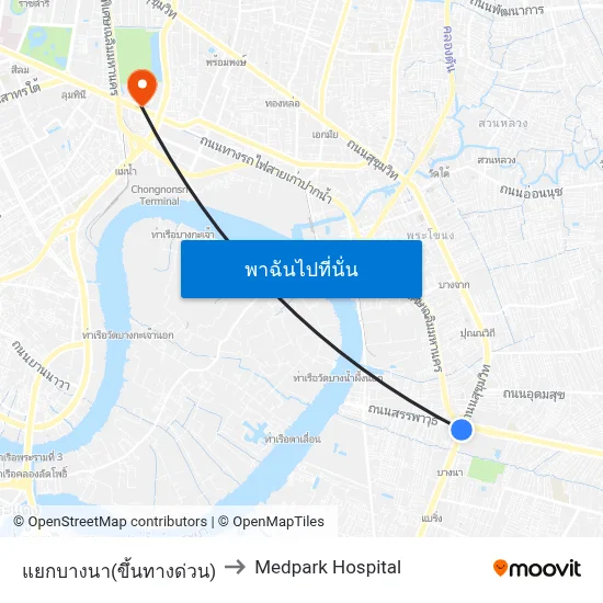 แยกบางนา(ขึ้นทางด่วน) to Medpark Hospital map