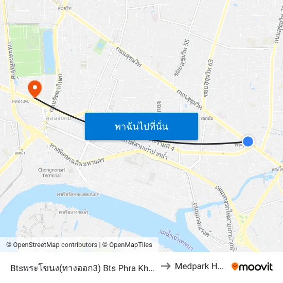 Btsพระโขนง(ทางออก3) Bts Phra Khanong (Exit 3) to Medpark Hospital map