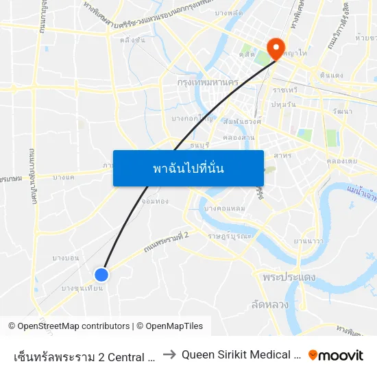 เซ็นทรัลพระราม 2 Central Rama 2 to Queen Sirikit Medical Center map