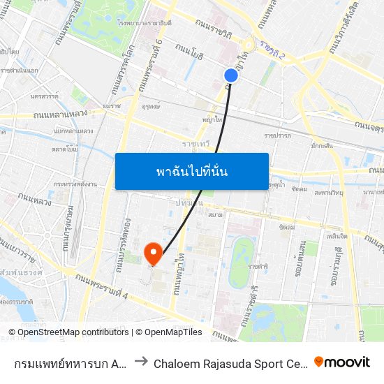 กรมแพทย์ทหารบก Army Medical Department to Chaloem Rajasuda Sport Center (อาคารเฉลิมราชสุดากีฬาสถ map