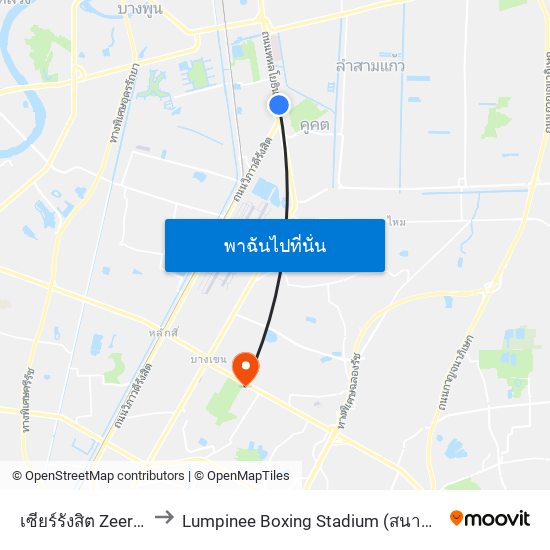 เซียร์รังสิต Zeer Rangsit to Lumpinee Boxing Stadium (สนามมวยเวทีลุมพินี) map