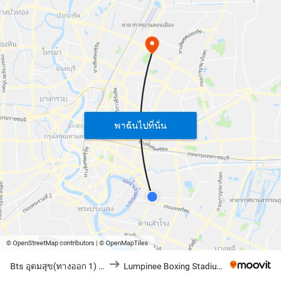 Bts อุดมสุข(ทางออก 1) Bts Udomsuk (Exit 1) to Lumpinee Boxing Stadium (สนามมวยเวทีลุมพินี) map