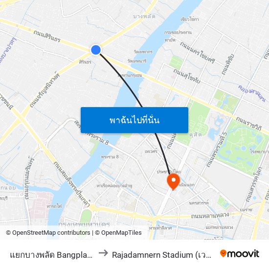 แยกบางพลัด Bangplad Junction to Rajadamnern Stadium (เวทีราชดำเนิน) map