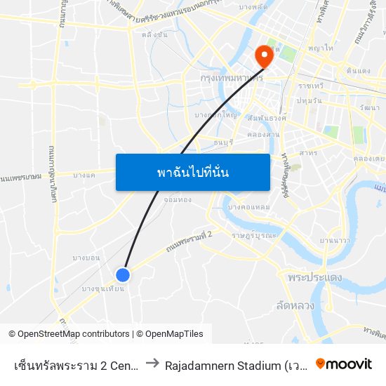 เซ็นทรัลพระราม 2 Central Rama 2 to Rajadamnern Stadium (เวทีราชดำเนิน) map