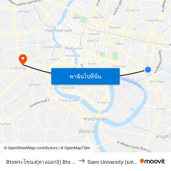 Btsพระโขนง(ทางออก3) Bts Phra Khanong (Exit 3) to Siam University (มหาวิทยาลัยสยาม) map