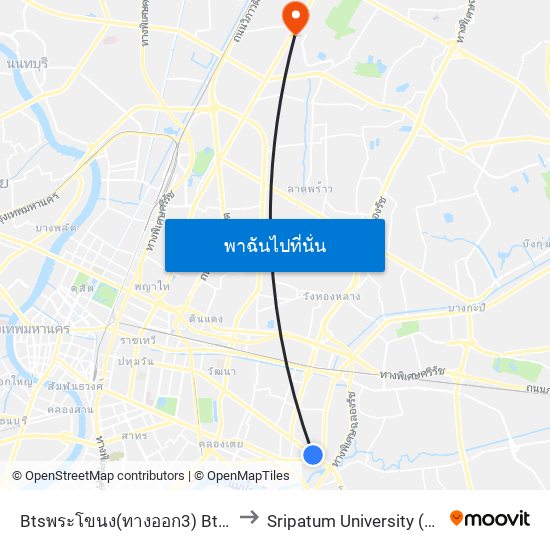 Btsพระโขนง(ทางออก3) Bts Phra Khanong (Exit 3) to Sripatum University (มหาวิทยาลัยศรีปทุม) map