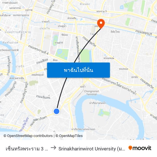 เซ็นทรัลพระราม 3 Central Rama 3 to Srinakharinwirot University (มหาวิทยาลัยศรีนครินทรวิ map