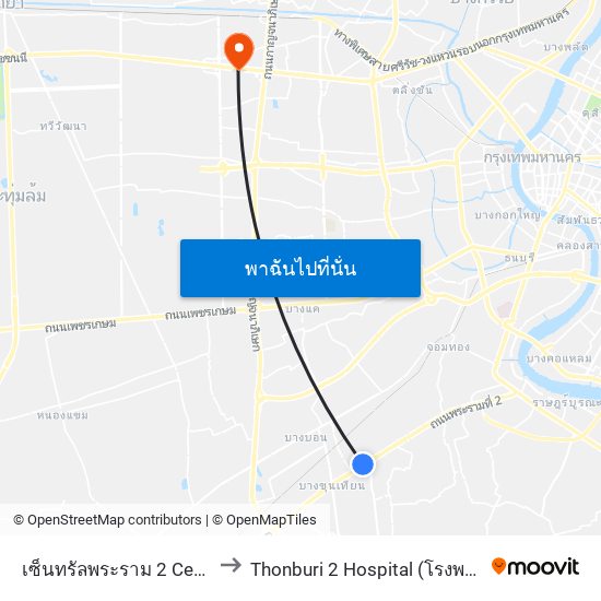 เซ็นทรัลพระราม 2 Central Rama 2 to Thonburi 2 Hospital (โรงพยาบาลธนบุรี 2) map