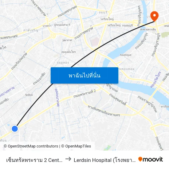 เซ็นทรัลพระราม 2 Central Rama 2 to Lerdsin Hospital (โรงพยาบาลเลิดสิน) map