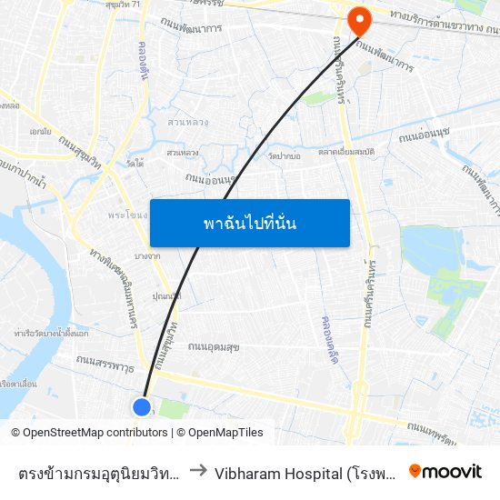 ตรงข้ามกรมอุตุนิยมวิทยา,Bts บางนา to Vibharam Hospital (โรงพยาบาลวิภาราม) map