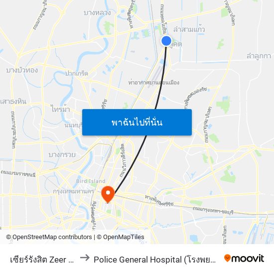 เซียร์รังสิต Zeer Rangsit to Police General Hospital (โรงพยาบาลตำรวจ) map