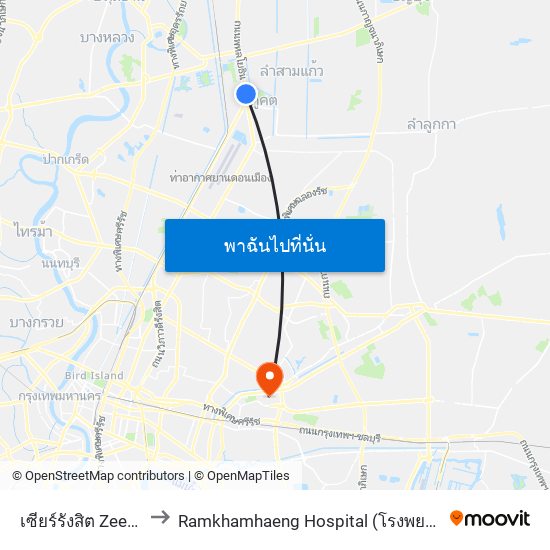 เซียร์รังสิต Zeer Rangsit to Ramkhamhaeng Hospital (โรงพยาบาลรามคําแหง) map