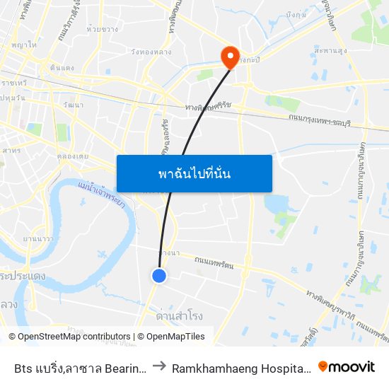 Bts แบริ่ง,ลาซาล Bearing Skytrain Station, Lasal to Ramkhamhaeng Hospital (โรงพยาบาลรามคําแหง) map