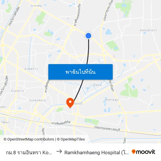 กม.8 รามอินทรา Komo 8 Ram In Thra to Ramkhamhaeng Hospital (โรงพยาบาลรามคําแหง) map