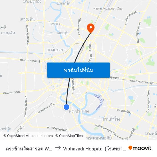 ตรงข้ามวัดสารอด WAT Sa Rot to Vibhavadi Hospital (โรงพยาบาลวิภาวดี) map