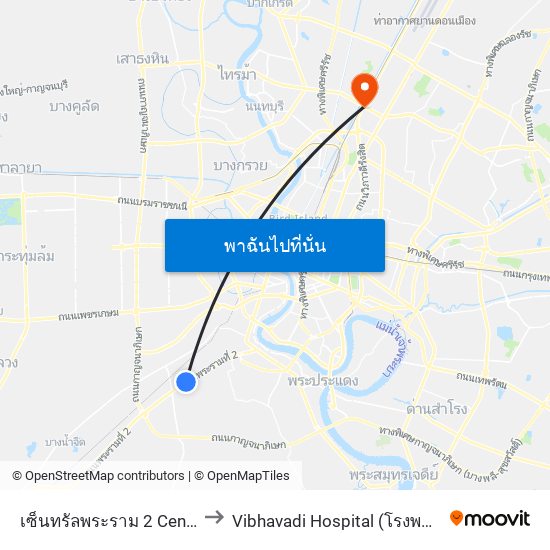 เซ็นทรัลพระราม 2 Central Rama 2 to Vibhavadi Hospital (โรงพยาบาลวิภาวดี) map