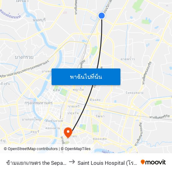 ข้ามแยกเกษตร the Separation Of Agriculture to Saint Louis Hospital (โรงพยาบาลเซนต์หลุยส์) map